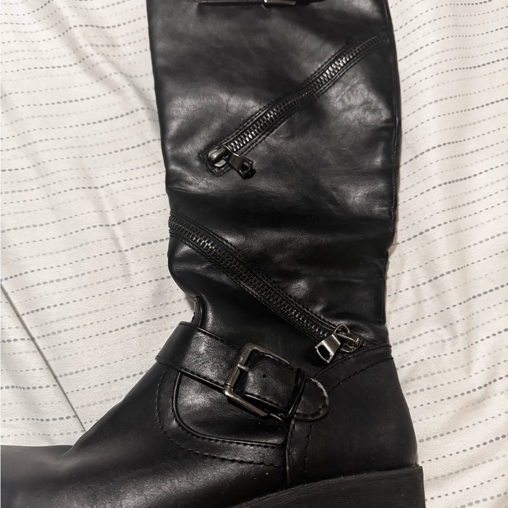 Target Black Heeled Boots with Buckle Detail
